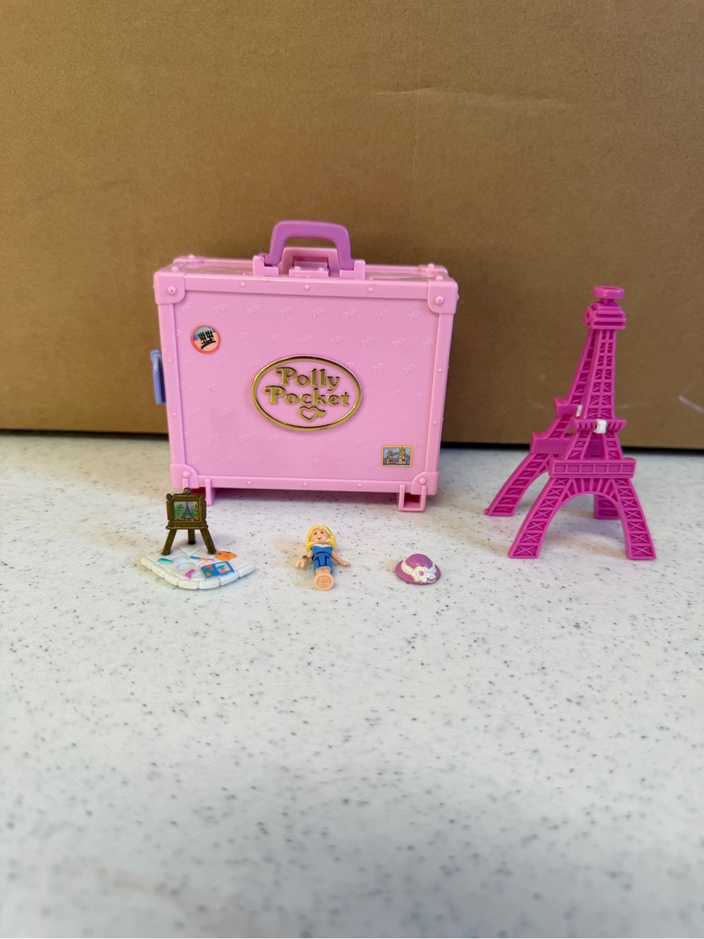 Vintage 1996 Bluebird Polly Pocket Polly In Paris Vacation Doll Easel Tower Hat